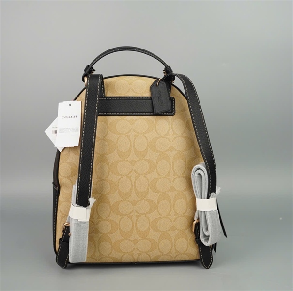 Balo Coach màu be viền nâu +