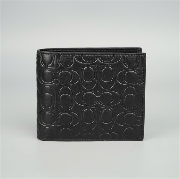 Ví Coach đen cho nam in nổi +