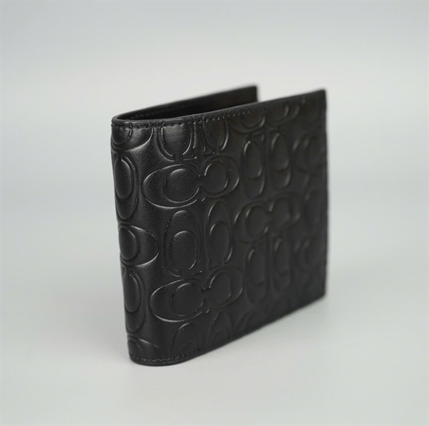 Ví Coach đen cho nam in nổi +