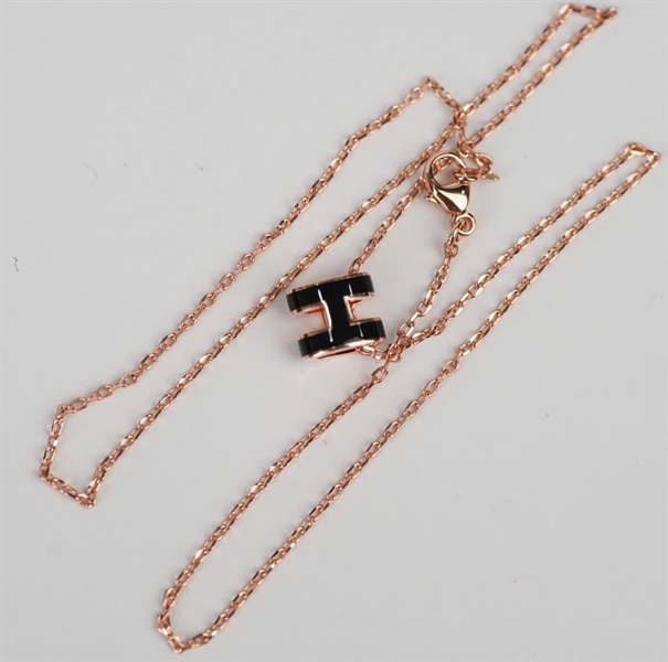 Dây chuyền Hermes Pop H đen MINI (A-T) KG+