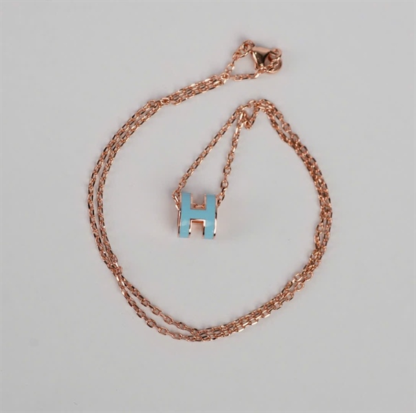 Dây chuyền Hermes Pop H xanh dương MINI (A-T) KG+