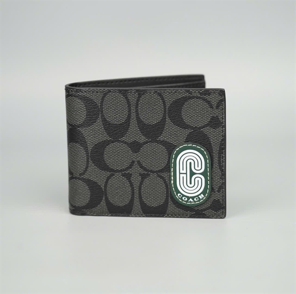 Ví Coach đen in chữ cho nam +