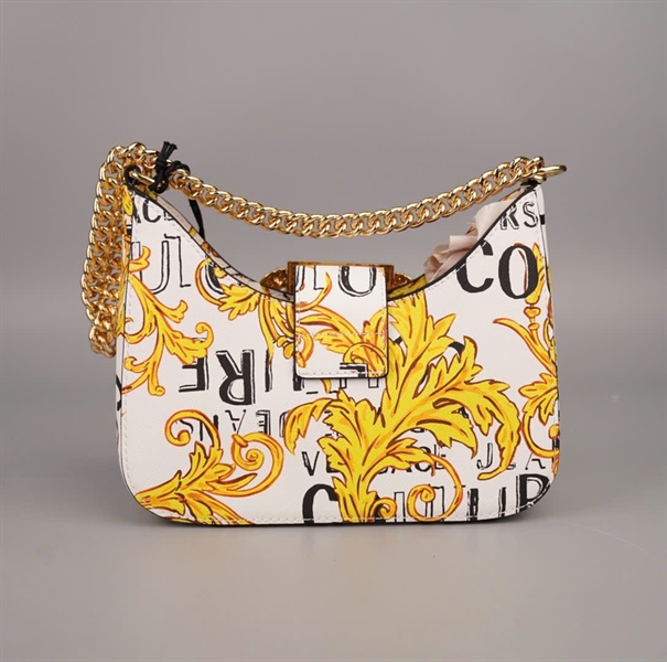 Túi Versace thuyền màu trắng họa tiết vàng sz21 +