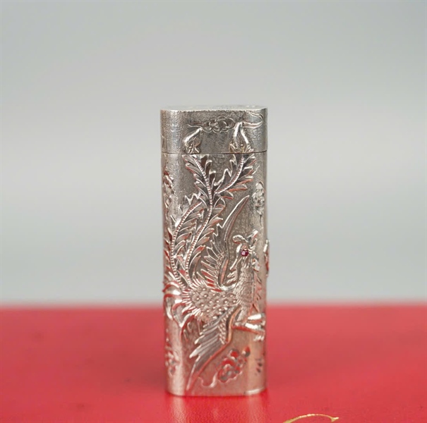 Bật lửa Cartier bạc rồng phượng KG+