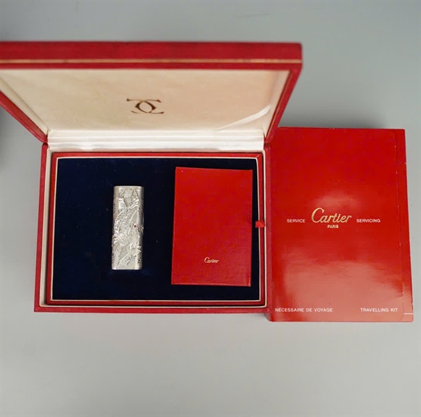 Bật lửa Cartier bạc rồng phượng KG+