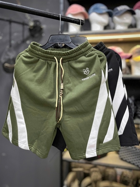 Sort Thun QCCC- viền 2 sọc -Xanh rêu thêu THREE CLTN