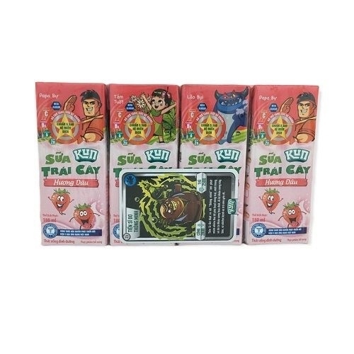 Sữa Kun Trái Cây Hương Dâu 4 Hộp X 180ml