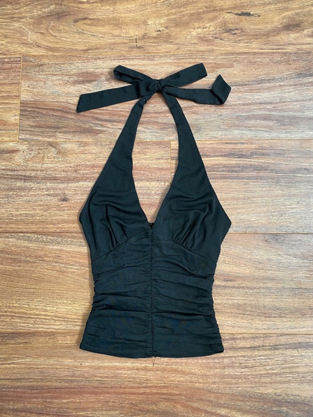 TWENTI Áo Cổ Yếm Thun Nhún - ĐEN