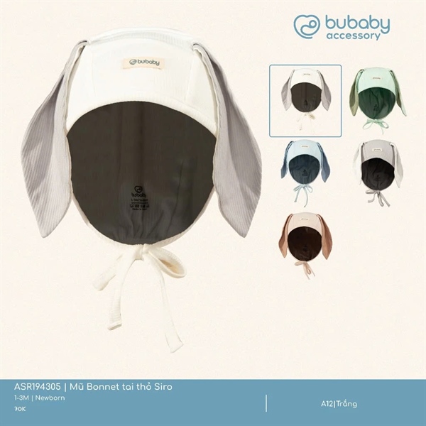 SR1943 - NB/3M Mũ Bonnet tai thỏ Siro Bubaby