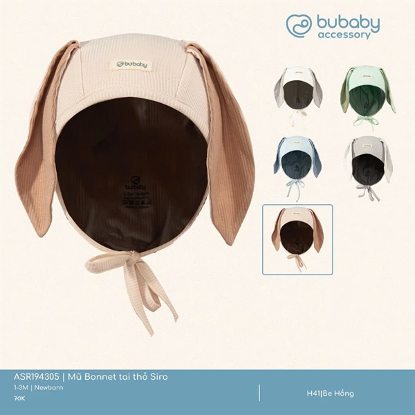 SR1943 - NB/3M Mũ Bonnet tai thỏ Siro Bubaby