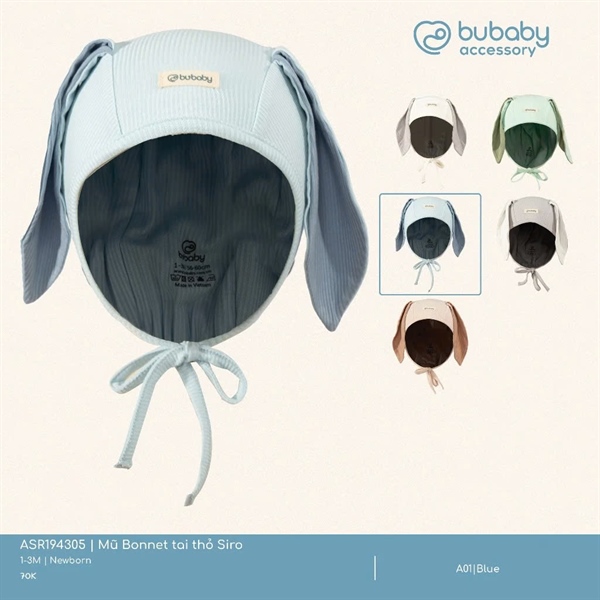 SR1943 - NB/3M Mũ Bonnet tai thỏ Siro Bubaby