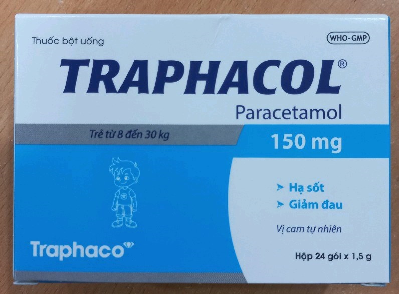 Traphacol 150mg (Paracetamol); Hop 24 goi x 1.5g - Traphaco