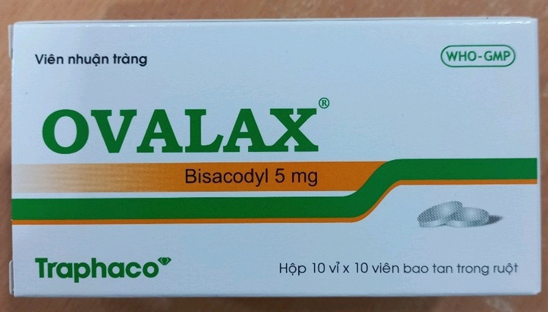 Ovalax (Bisacodyl 5mg) (Hộp 10 vỉ x 10 viên) - Traphaco