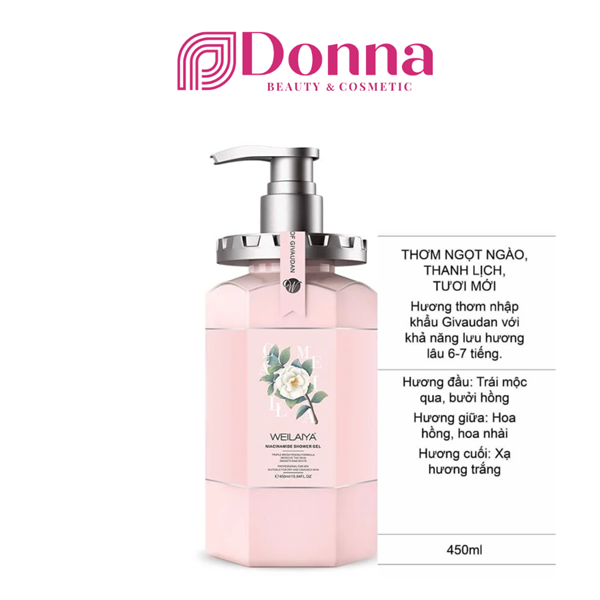 Sữa tắm trắng da hương hoa trà WEILAYA 450ml