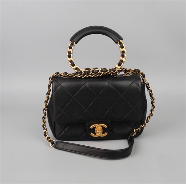 Túi Chanel Handle đen (29175510) sz18 (BMC)+