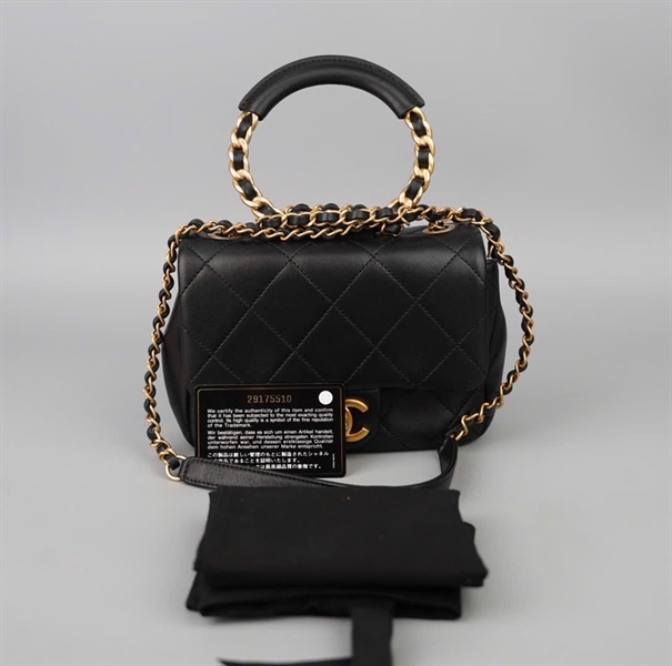 Túi Chanel Handle đen (29175510) sz18 (BMC)+