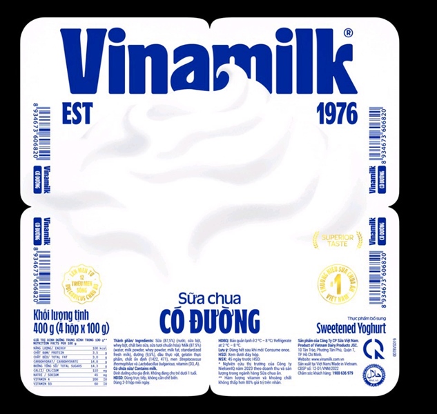 Sữa chua Vinamilk có đường