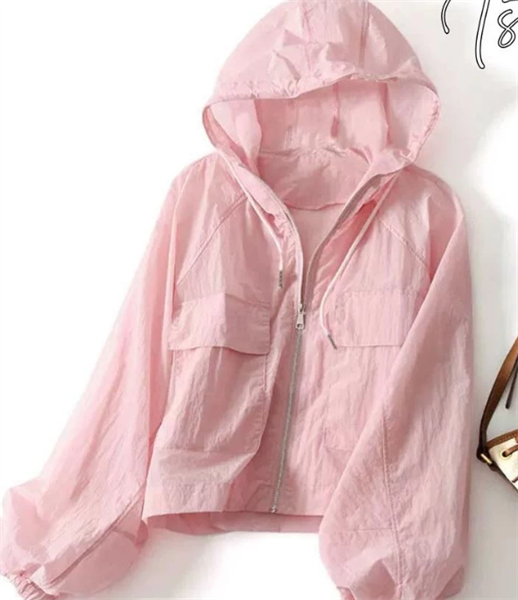 Áo khoác dài tay mùa hè chống nắng mỏng màu hồng trắng size XL/L