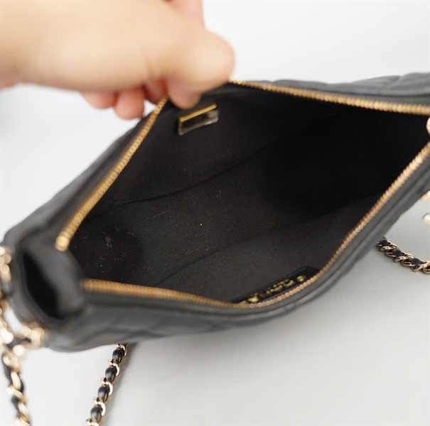 Túi Chanel Half Moon đen viền xích (AKJ2XP45) sz17 +