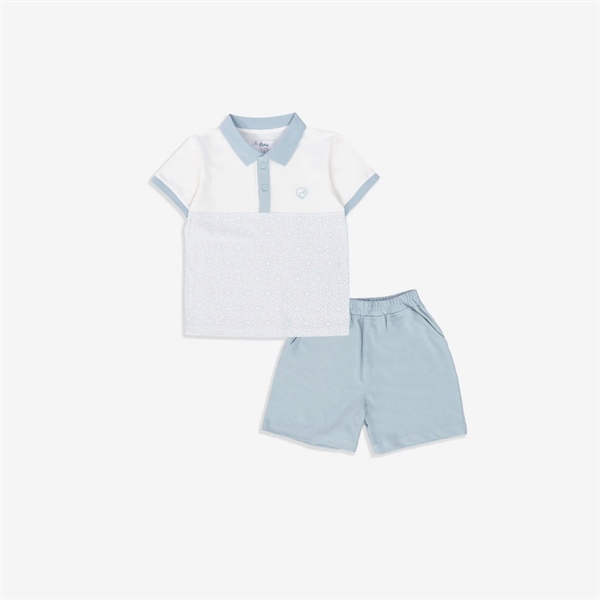 BU Bộ ngắn tay cổ Polo Iconic - Trắng - Xanh ghi