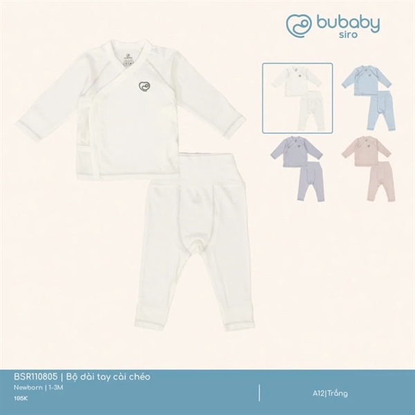 SR1108 - NB/3M Bộ dài tay cài chéo Bubaby
