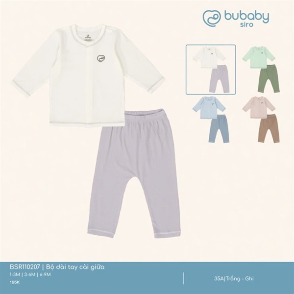 SR1102 - 3M/9M Bộ dài tay cài giữa Bubaby