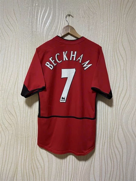 Áo bóng đá retro MU 2002 đỏ In Beckham-7 vải Cotton Polyester nguyên tem