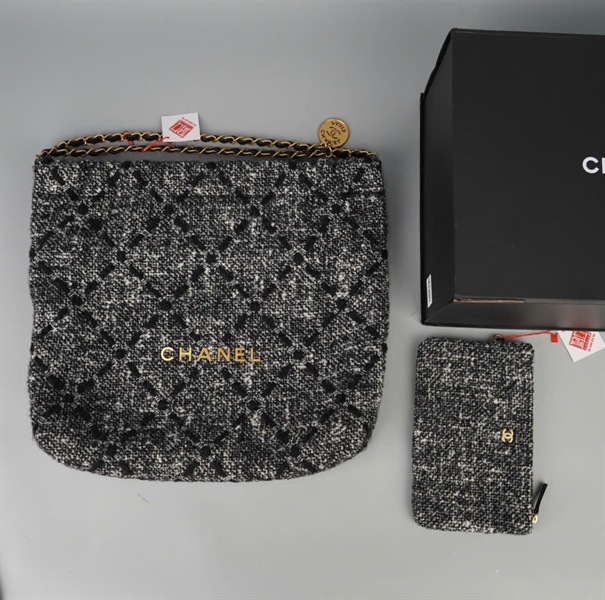 Túi Chanel Hobo dạ xám kèm ví (J3GCETU8) sz34 KG+