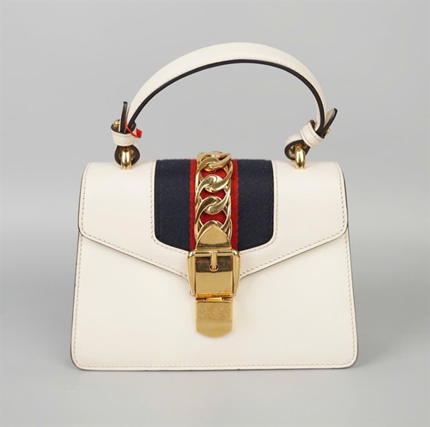 Túi GG Sylvie trắng 2strap (470270493075) sz20 +