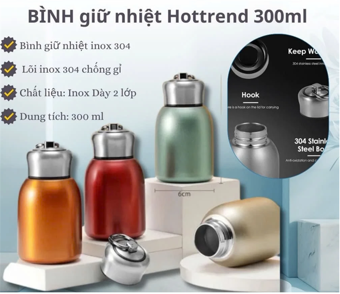 BÌNH CAFE LÙN 300ML GIỮ NHIỆT INOX 304