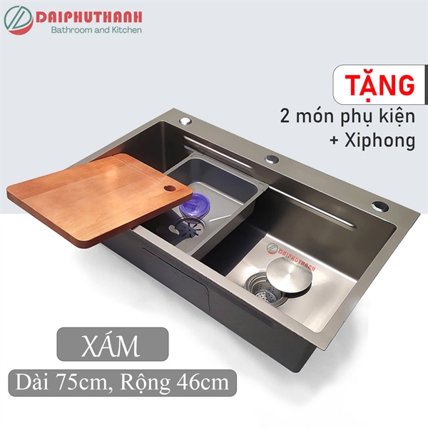 Chậu chén Kazta C7546 1 hộc xám (I)