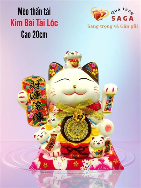 MÈO THẦN TÀI 20CM - KIM BÀI TÀI LỘC - QUÀ TẶNG PHONG THỦY MAY MẮN