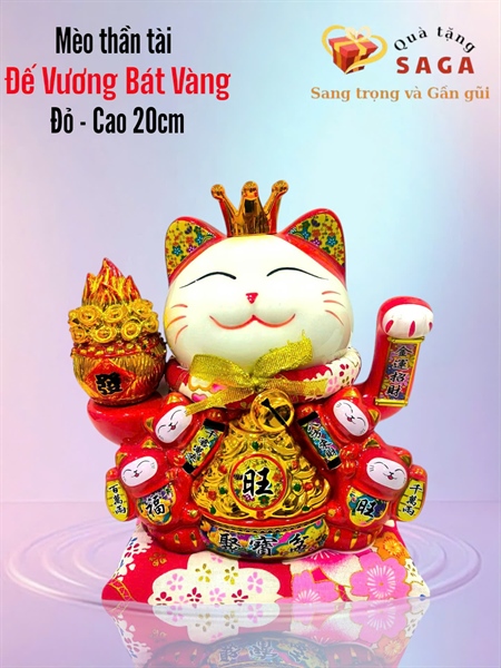 MÈO THẦN TÀI 20CM - ĐẾ VƯƠNG BÁT VÀNG - QUÀ TẶNG PHONG THỦY MAY MẮN