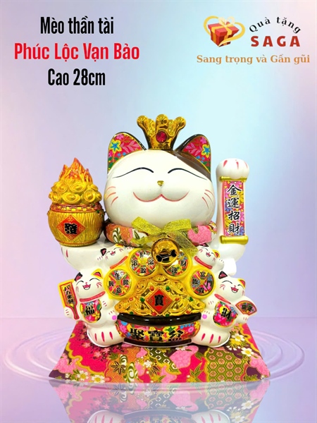 MÈO THẦN TÀI 28CM - PHÚC LỘC VẠN BẢO - QUÀ TẶNG PHONG THỦY MAY MẮN