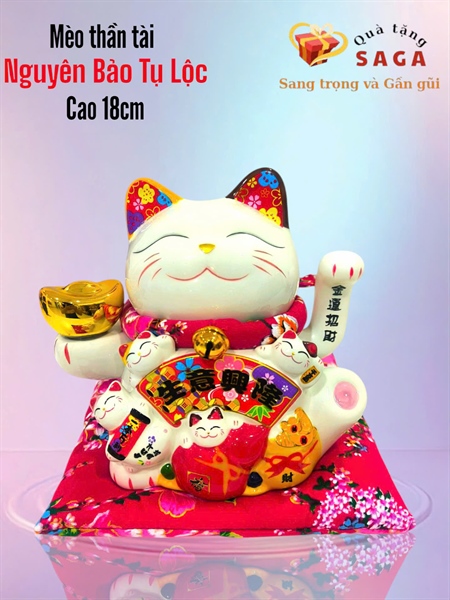 MÈO THẦN TÀI 18CM - NGUYÊN BẢO TỤ LỘC - QUÀ TẶNG PHONG THỦY MAY MẮN