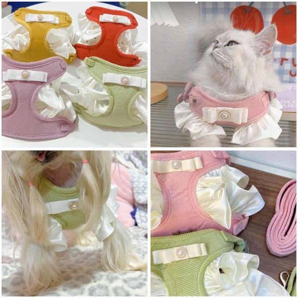 LE - Đai ngực vải nhung đơn sắc đính nơ và ngọc trai - S