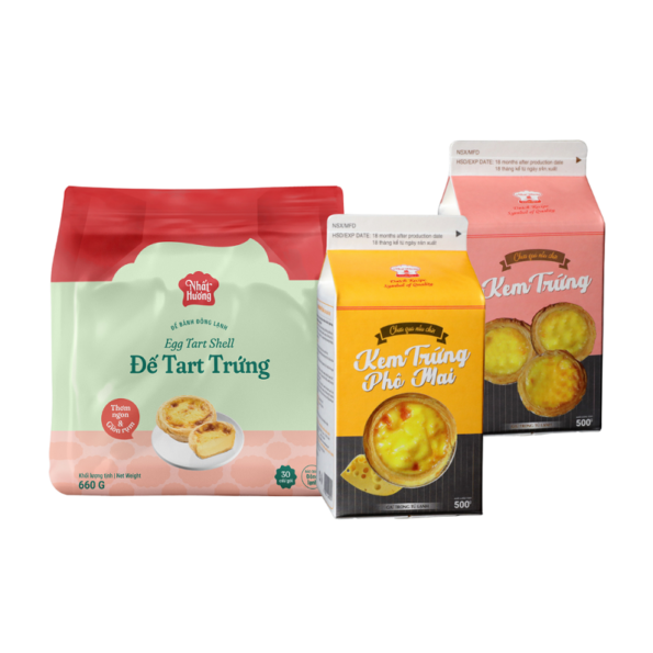 Combo 4 - Kem Trứng 500g Kem Trứng Phô Mai 500g Đế Tart Trứng