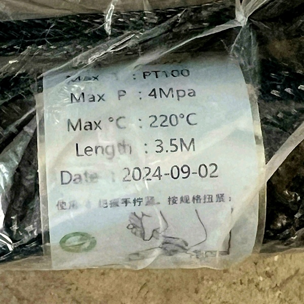 Ống bơm keo PUR cảm biến K hoặc PT 3.5m