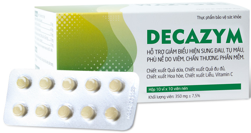 Viên uống Decazym (Hộp 10 vỉ x 10 viên) - Hoàng Liên hỗ trợ giảm viêm, sưng, chấn thương phần mềm