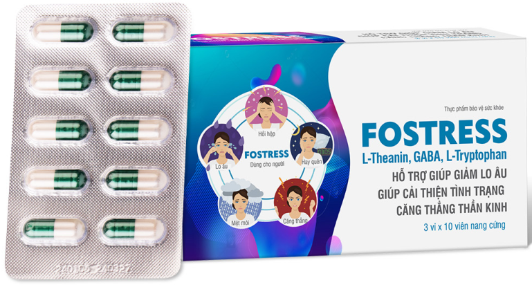 FOSTRESS (Hỗ trợ giúp giảm lo âu, căng thẳng thần kinh) (Hộp 3 vỉ x 10 viên) - Quốc Tế STP