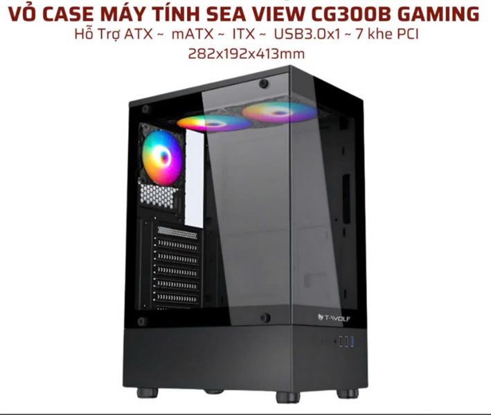 Case Bể Cá TWOLF CG300B ATX Đen (No fan)