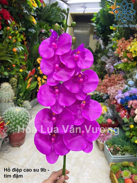 Hồ điệp cao su 9b - tím đậm - Hồ điệp, lan - Hoa Lụa Vân Vượng