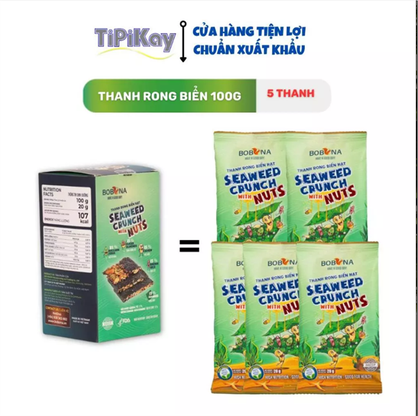 Thanh Rong Biển Hạt Hộp 100g (5 thanh)