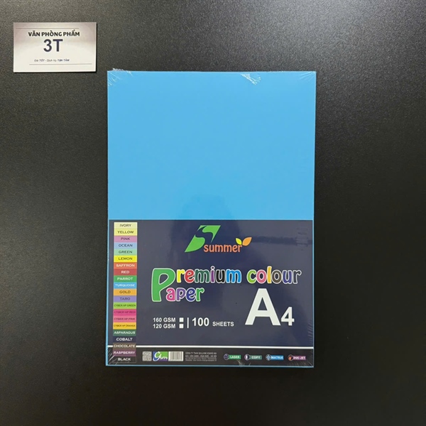 Giấy Bìa A4 (giấy cứng) SUMMER màu XANH DƯƠNG