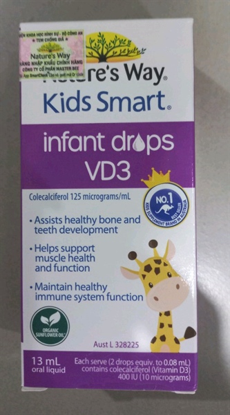 Kids smart Infant drops VD3 13ml (Bổ sung vitamin D3 cho trẻ từ sơ sinh) - Australia
