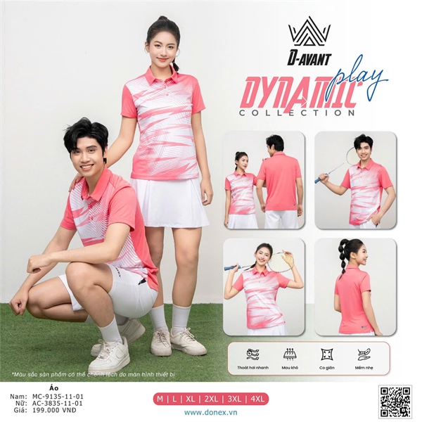 Áo donex nữ hồng phối trắng