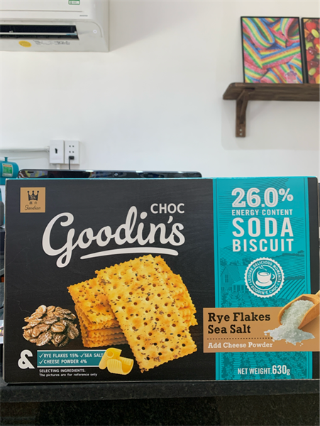 Bánh quy dinh dưỡng goodin's soda rye flakes 630g