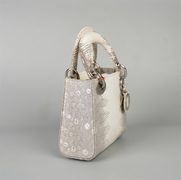 Túi Dior Lady da trăn màu xám sz mini +