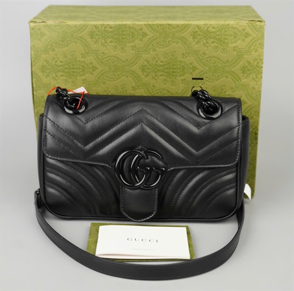 Túi GG Marmont đen (443744213317) sz22 (BMC)+