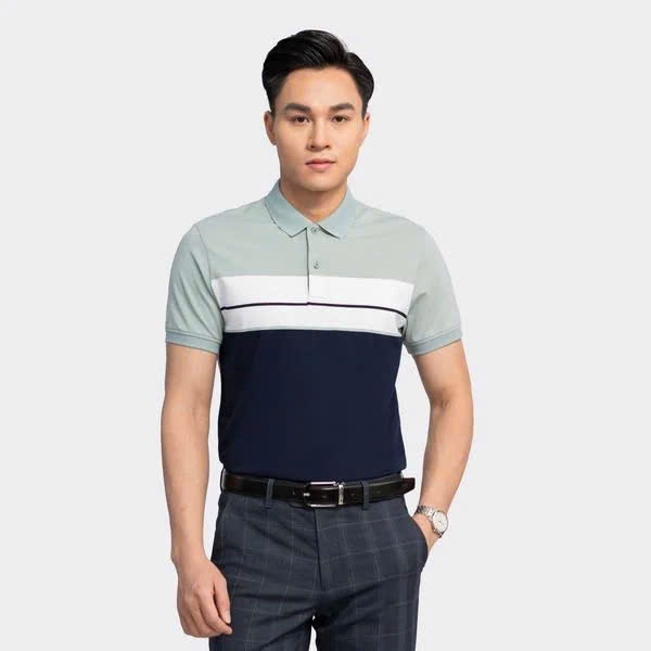 Áo polo Aristino APS007S3 màu xanh aqua, cotton, dáng regular fit
